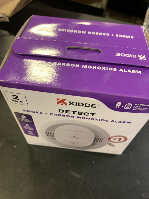 Photo 1 of Kidde Hardwired Smoke & Carbon Monoxide Detector, AA Battery Backup Smoke Alarm, Interconnectable, LED Warning Light Indicators, 2 Pack