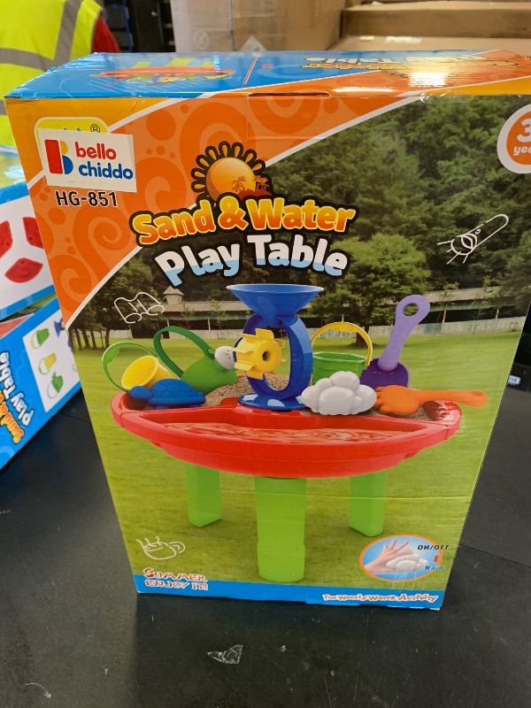 Photo 1 of BELLOCHIDDO 3 in 1 Toddler Water Table - Kids Sensory Play Table with Water Wheel, Bucket, Shovel and Mold, Outdoor Sand Play Activity - Beach Summer Toy for 1 2 3 4 5 6 7 8 Year Old