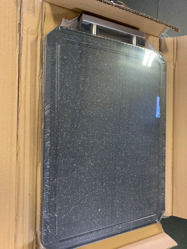 Photo 1 of 1PC----Socisen Stainless Steel Cutting Board, Non Toxic Cutting Board for Kitchen, Double Sided Chopping board Stainless Steel/Wheat Straw PP Large Chopping Meat/Vegetables 16 * 11 Inch Easy to Clean