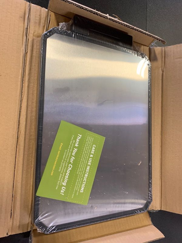 Photo 1 of Socisen Stainless Steel Cutting Board, Non Toxic Cutting Board for Kitchen, Double Sided Chopping board Stainless Steel/Wheat Straw PP Large Chopping Meat/Vegetables 16 * 11 Inch Easy to Clean