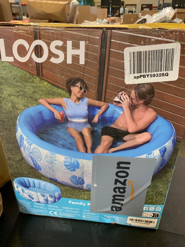 Photo 1 of SLOOSH Inflatable Swimming Pool,5.5ft x 20 Inch Full-Sized Blow Up Durable Thickened Luxury Above Ground Family Pool with Comfortable Backrest for Summer Water Party Backyard Garden Lawn,Blue