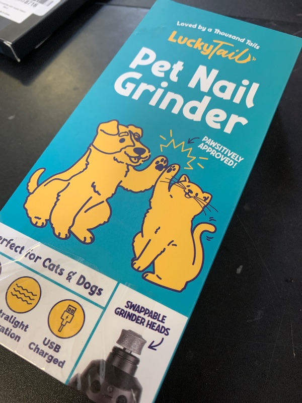 Photo 1 of LuckyTail Pet Nail Grinder for Dogs and Cats - Super Quiet and Low Vibration Electric Dog Nail Grinder with 2 LED Lights - USB Rechargeable and Cordless - 2 Speeds - Small to Large Pets