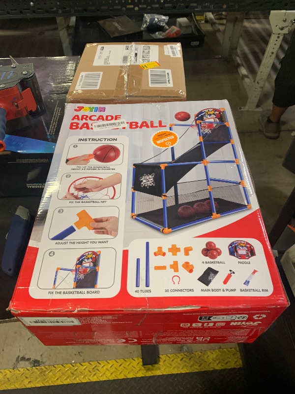 Photo 1 of JOYIN Arcade Basketball Game Set with 4 Balls and Hoop for Kids 3 to 12 Years Old Indoor Outdoor Sport Play - Easy Set Up - Air Pump Included - Ideal for Competition