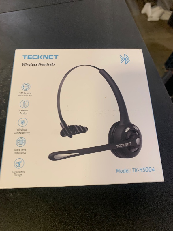 Photo 1 of TECKNET Bluetooth Headset, Wireless Headset with Noise Canceling Microphone for Trucker, On-Ear Bluetooth Headphone with Mute Mic for Work