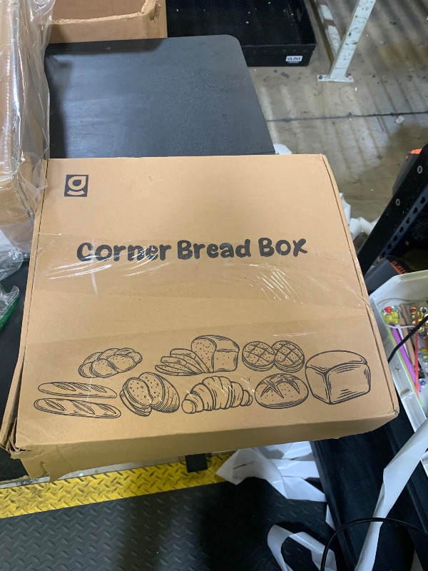Photo 1 of Goozii Corner Bread Box for Kitchen Countertop, Black Bread Storage Container for Homemade Bread, Two Layer Breadbox under Cabinet Mount, Large Bread Holder for Kitchen Counter, Panry Shelf