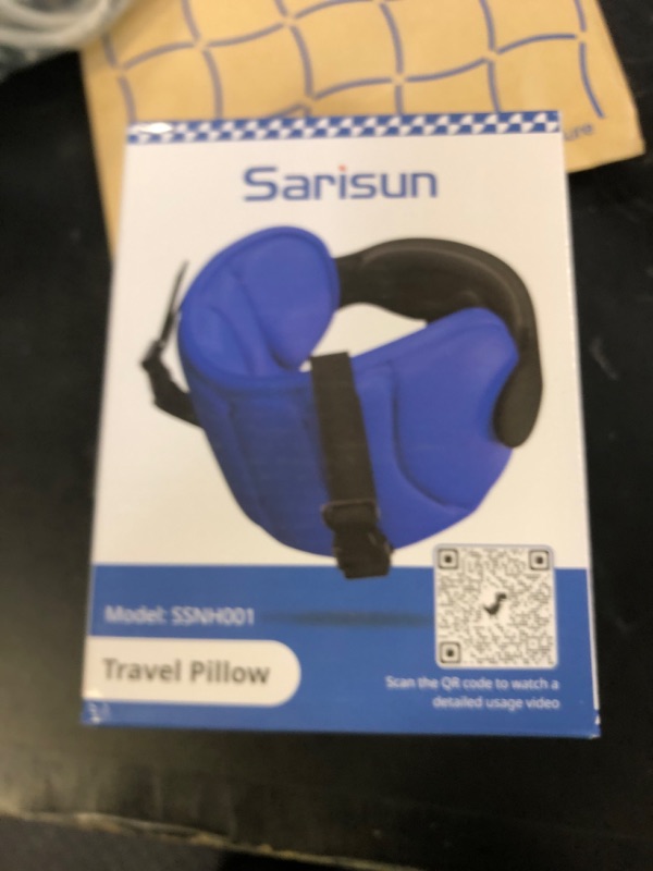 Photo 1 of SARISUN Travel Pillows for Airplanes, Airplane Pillow for Long Flight, Airplane Head Strap with Eye Mask for Sleep, Travel Neck Pillow for Car Road Trip, 360° Support Headrest, Stop Bobblehead, Black