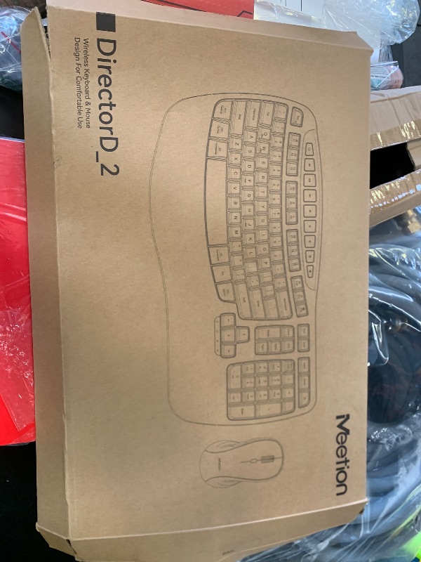 Photo 1 of MEETION New Ergonomic Keyboard and Mouse Wireless Combo, Wave Keys Natural Typing, 2.4G Wireless Keyboard with Wrist Rest, 4 Adjustable DPI Optical Mouse, Computer/Laptop/Windows/Mac, Black