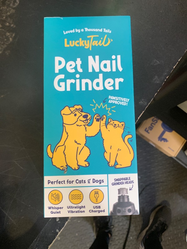 Photo 1 of LuckyTail Pet Nail Grinder for Dogs and Cats - Super Quiet and Low Vibration Electric Dog Nail Grinder with 2 LED Lights - USB Rechargeable and Cordless - 2 Speeds - Small to Large Pets - Orange