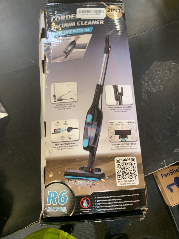 Photo 1 of Corded Stick Vacuum Cleaner, 20000pa Powerful Suction Stick Vacuum with 16Ft Cord, 2 in 1 Lightweight Vacuum Cleaner for Hard Floor Pet Hair - Blue