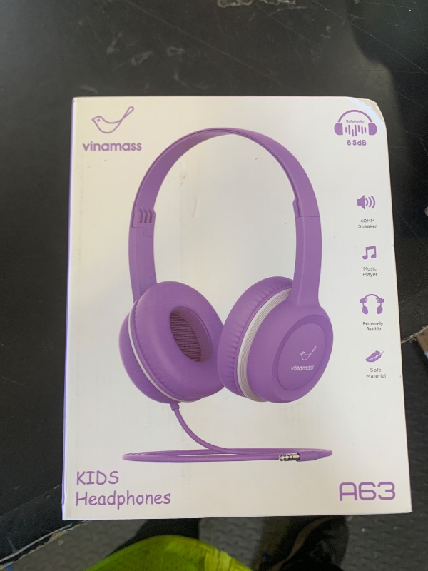Photo 1 of vinamass Kids Headphones, Wired Headphones for Kid with Safe Volume Limiter, Kid Headphone with Cord 3.5mm Jack, On-Ear Girls Boys Toddler Headphone for School