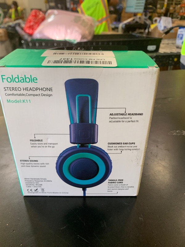 Photo 1 of Kids Headphones - noot products K11 Foldable Stereo Tangle-Free 3.5mm Jack Wired Cord On-Ear Headset for Children/Teens/Boys/Girls/Smartphones/School/Kindle/Airplane Travel/Plane/Tablet (Navy/Teal)