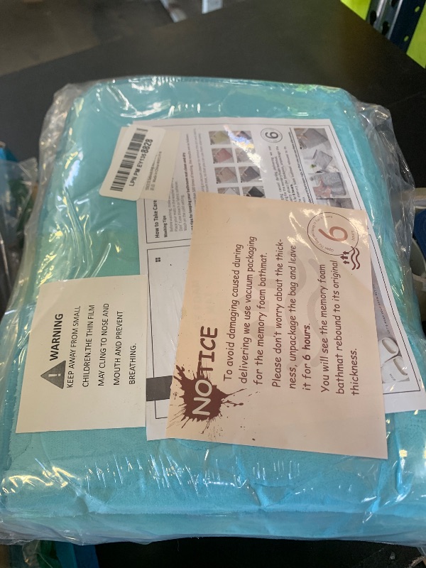 Photo 1 of YIHOUSE Bathroom Rugs Set, 3 Piece Cobblestone Memory Foam Bath Mats, Extra Thick Non Slip, Water Absorbent, Washable Teal Bath Rugs for Tub, Toilet and Floor