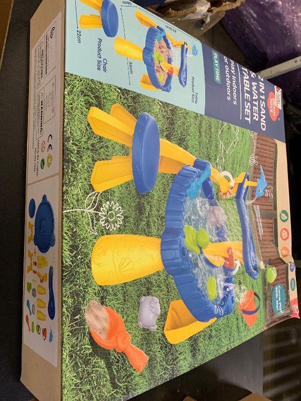 Photo 1 of BELLOCHIDDO Water Table for Toddlers 1-2 - Summer Toys, 2-Tier Rain Showers Splash Pond for Outside Beach Backyard Summer, Activity Sensory Outdoor Play Table for Toddlers