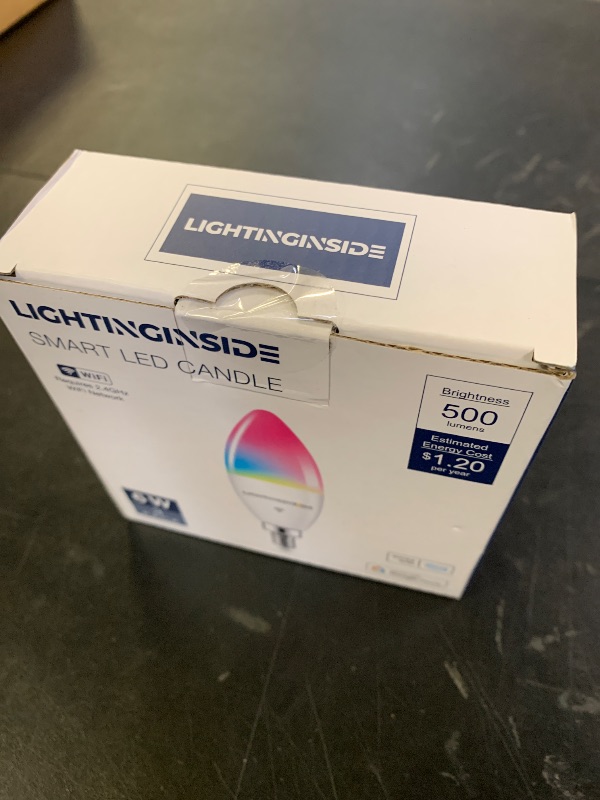 Photo 1 of Lightinginside E12 Smart Light Bulbs 60W Equiv., 500LM 6W RGBCW Candelabra Chandelier Candle Bulb Works with Alexa/Google Home/Smart Life, 2.4G WiFi Bluetooth Bulbs, No Hub Required, ETL Listed, 3PCS