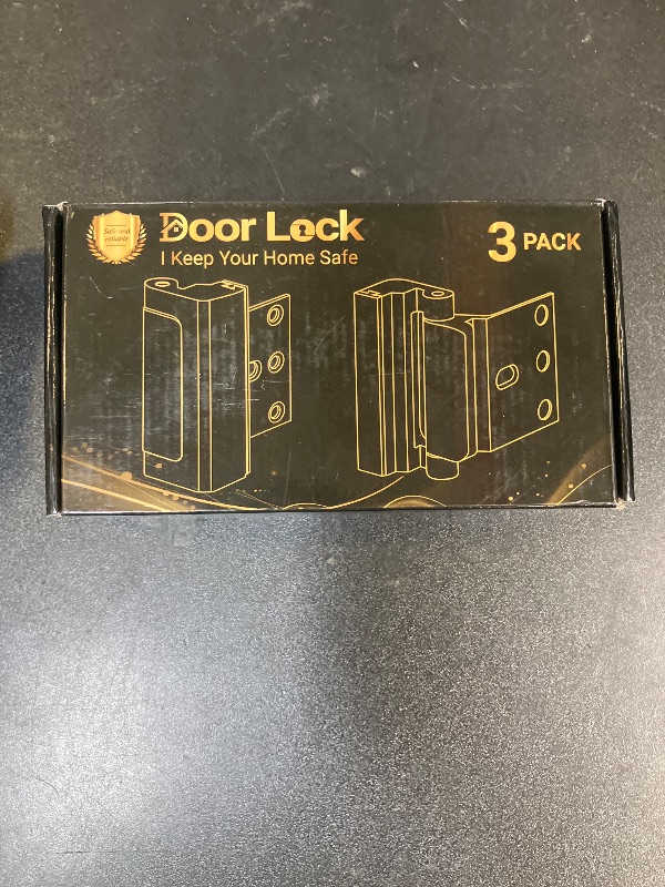 Photo 1 of Home Security Door Lock 3 Pack Metal Door Reinforcement Lock for Kids Safety Top Front Door Child Proof Safety Lock Defend High Security Door Locks Latch Withstand 800lbs for Inside Swing Door Chain