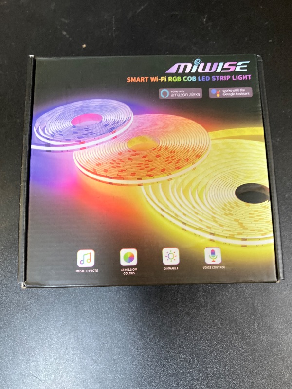 Photo 1 of MIWISE RGB COB LED Strip Light 9.84ft/3m,Color Changing Dimmable Strip Light DC24V,Compatible with Alexa/Google Assistant/Tuya Multicolor Flexible Tape Light,for TV,Bedroom,Party DIY Decoration