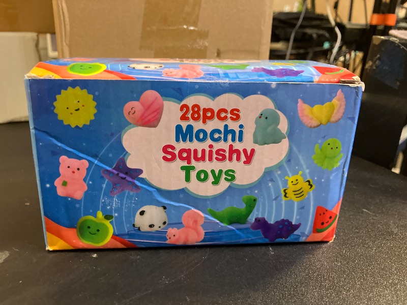 Photo 1 of Squishy Toys, 28 Pack Squishies and Cards Party Favors for Kids 4-8 8-12 Treasure Box Classroom Prizes Mochi Squishy Cat Fidget Toys Stress Relief Goodie Bags Easter Basket Stuffers Birthday Gifts