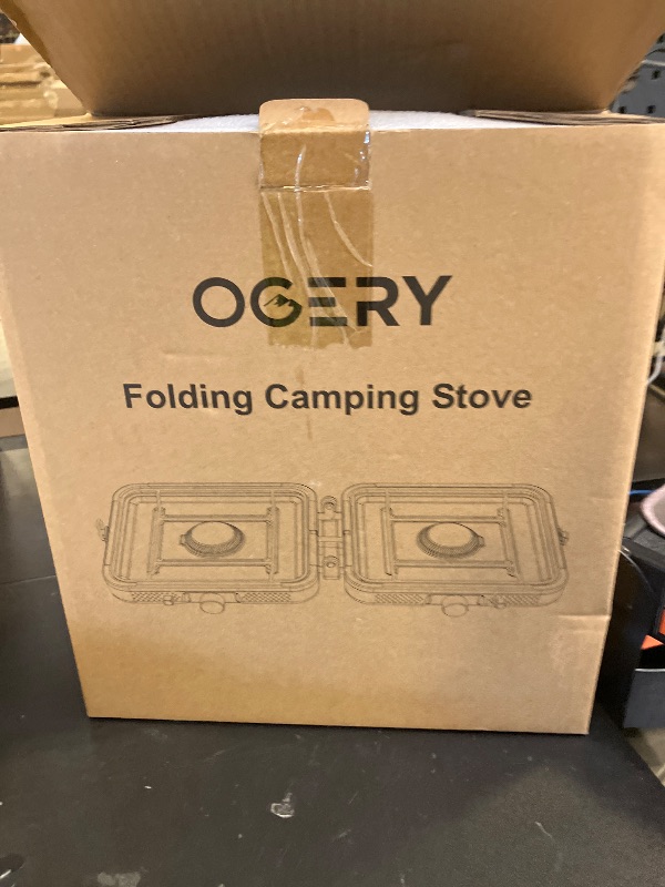 Photo 1 of OGERY 2-Burner Foldable Camping Stove with Griddle (Textured & Smooth) and Carrying Bag, Portable Propane Camp Stove with 2 Adjustable Burners & Piezo Ignition, for Camping Tailgating Essentials Gear