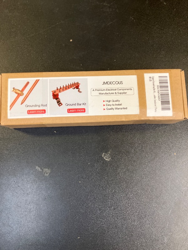 View 2 of Copper Grounding Bar Kit, 7.8" Copper Bus Bar Ground Bus Bar with 16 Terminal Positions and UL Material BusBar Insulator T Posts