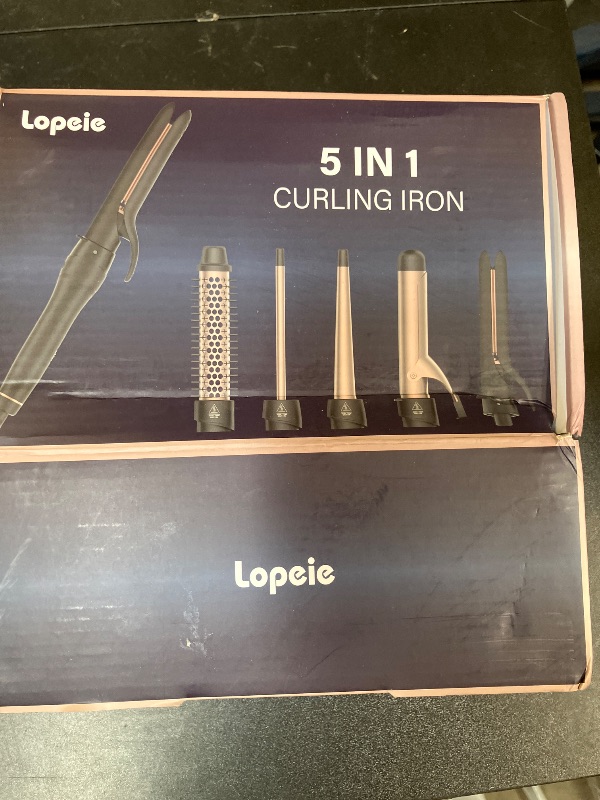 Photo 1 of Lopeie 5 in 1 Curling Iron with Thermal Brush and 4 Interchangeable Ceramic Barrels(1/2 to 1 1/2 inch), Curling Wand Set with Flat Iron, Fast Heating, Dual Voltage Hair Curler, Gifts for Women
