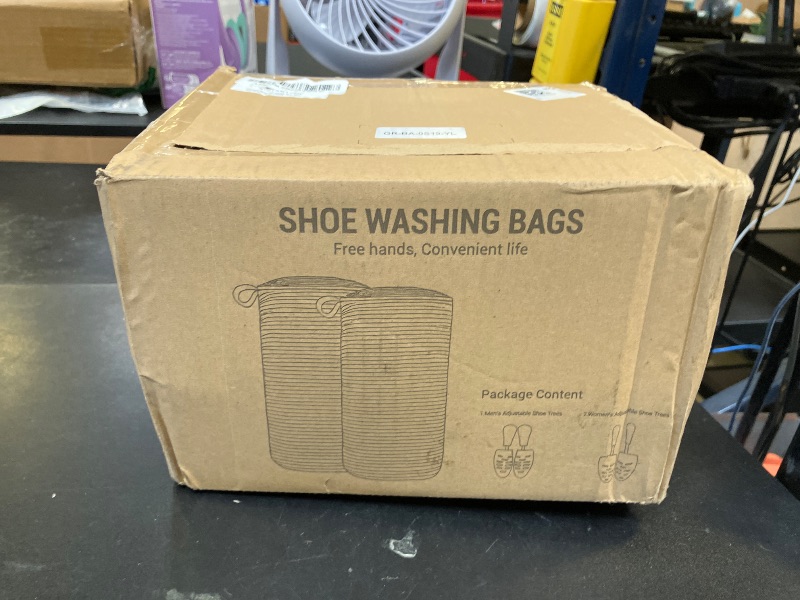 Photo 1 of Teletrogy Shoes Laundry Bag Keep Shoes Clean, Shoe Wash Bag for Washing Machine, Reusable and Durable Zipper Shoe Washing Bag, Sneaker Tennis Shoe Cleaner Kit Include Pair of Adjustable Shoe Trees