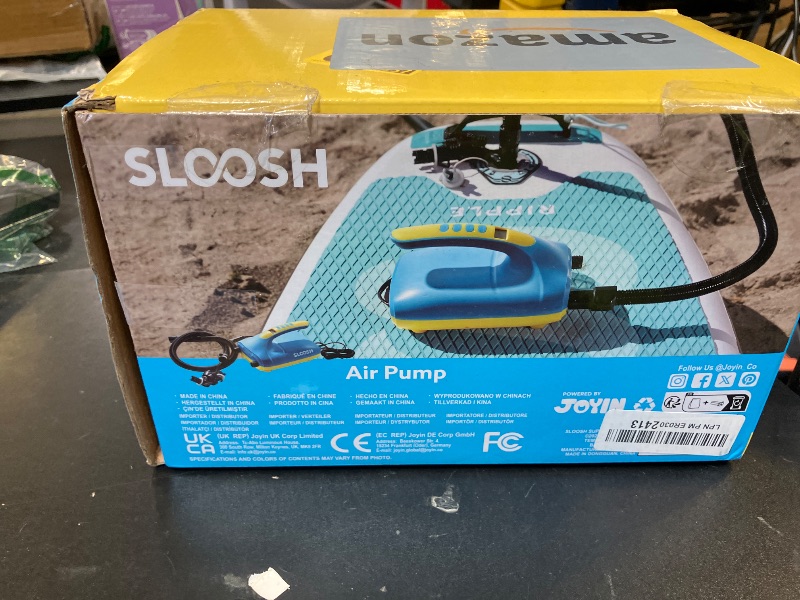 Photo 1 of SLOOSH Electric Paddle Board Pump, 20 PSI High-Pressure Dual-Stage Inflation SUP Air Pump with Auto-Off Function, 12V DC Car Connector for Inflatable Paddle Boards, Kayaks, Boats, and Air Mattresses