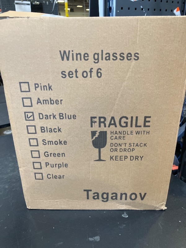 Photo 1 of Taganov Blue Glasses Drinking Water Goblets set of 6 Vintage Glassware 13oz Colored Wine Glasses for Wedding Party Bar Vertical Line Embossed Pattern Stemmed Cups 400ml