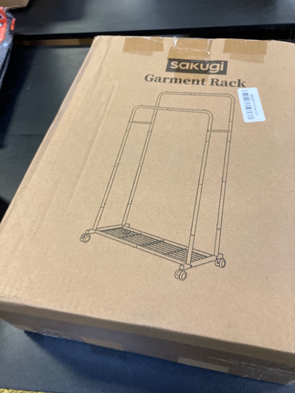 Photo 1 of Sakugi Clothes Rack - Clothing Rack with Storage Mesh Shelf & Casters, Heavy-Duty Metal Clothing Rack for Hanging Clothes, Dresses, Coats, Large Load Capacity, Easy Assembly, Black, 28.0"x16.0"x59.0"