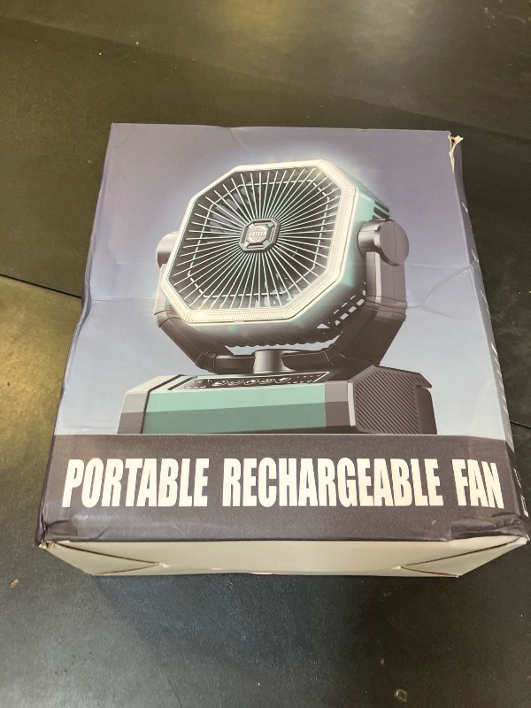 Photo 1 of Portable Rechargeable Fan - 9-Inch Camping Fan for Tent, 20000mAh(60Hrs) Battery Operated Fan for Camping, Auto Oscillation Cordless Fans, Tent Fans with Remote/Light, 4 Speeds, 4 Timing, Outdoor