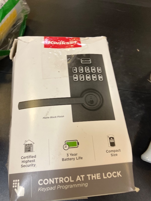 Photo 1 of Kwikset SmartCode 917 Keypad Keyless Entry Residential Electronic Lever Lock Deadbolt Alternative with Halifax Door Handle, SmartKey Security, Matte Black Contemporary
