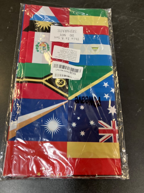 Photo 1 of FuWeave 3 Pack International Flag Table Cover Patriotic Table Cloth World Country Flags Plastic Tablecloth for Festival Events Celebration Party Decorations Soccer Sports Beer Party, 108 x 54 Inch