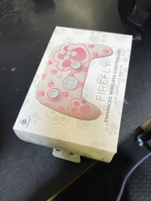 Photo 1 of FUNLAB Cute Switch Pro Controller Wireless Compatible with Nintendo Switch 2/OLED/Lite, Grily Hall Effect Controller, Firefly Bluetooth Remote Gamepad Pink with 7 LED Colors/Paddle/Turbo- Cat Paw Pattern