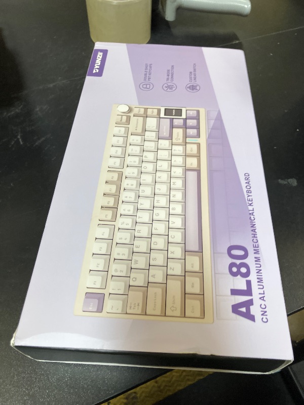 Photo 1 of YUNZII AL80 Wireless Mechanical Keyboard,Full Aluminum CNC, Smart LCD Display,Hot Swappable Gasket Mount 75% Layout with Knob,BT/2.4G/USB-C,QMK/VIA Support for Win/Mac (Beige, Gateron Zero Switch)
