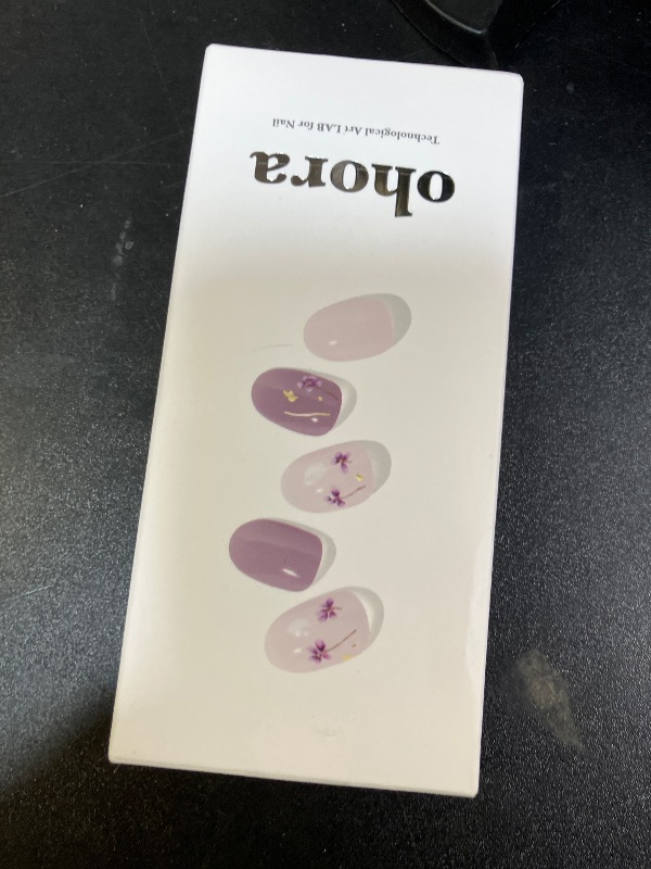 Photo 1 of ohora Semi Cured Gel Nail Strips (N Dancing Flower) - White Works with Any UV/LED Lamps, Salon-Quality, Long Lasting, Easy to Apply & Remove - Includes 2 Prep Pads, Nail File & Wooden Stick
