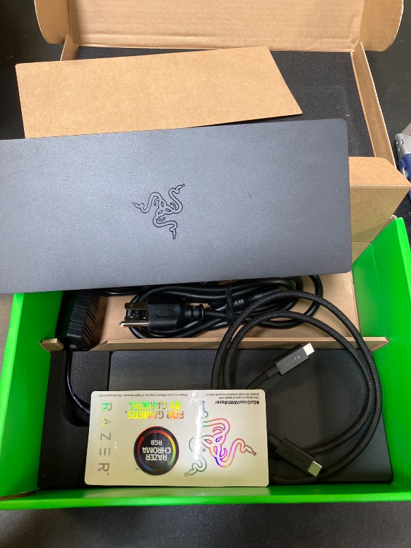 Photo 1 of Razer Thunderbolt 5 Dock Chroma: 10 Port Docking Station with M.2 Storage Slot - 120Gbps Transfer Speeds - 3X 4K Displays at 144 Hz on TB5/4 Laptops - 140W PD - Active Cooling - TB Share - Black