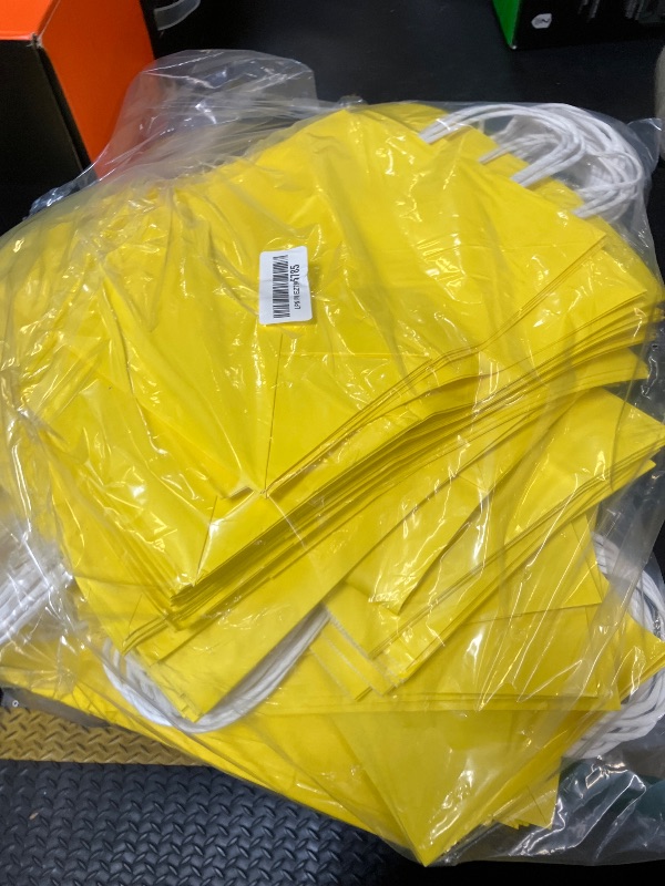 Photo 1 of qiqee 100PCS Gift Bag with Handles Bulk Bright Yellow Paper Bags Assorted Sizes(33pcs Large 13",33pcs Medium 11",34pcs Small 8")