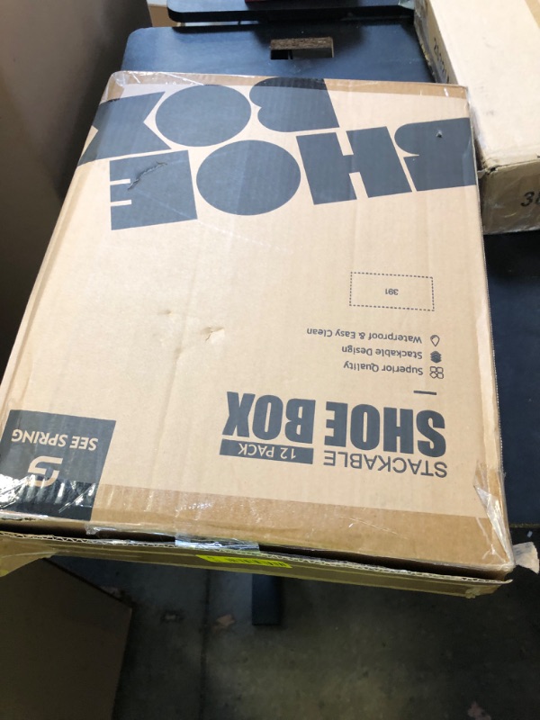 Photo 1 of SEE SPRING X-Large Shoe Storage Box Fit Size 11, Clear Plastic Stackable Shoe Organizer for Closet, Space Saving Foldable Shoe Rack Sneaker Container Bin Holder, 12 Pack Clear