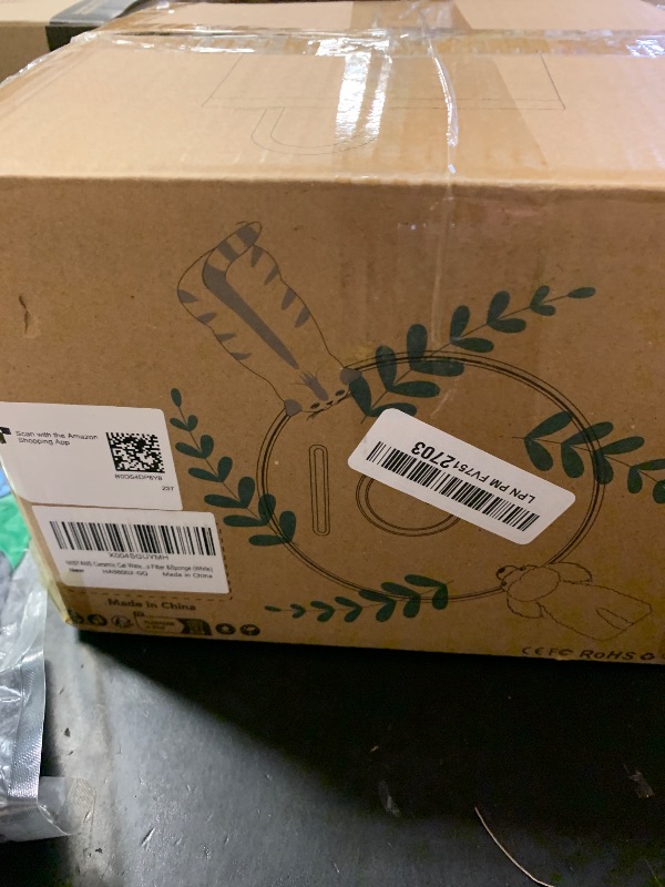 Photo 1 of MISFANS Ceramic Cat Water Fountain - 2.1L/71oz - All-Ceramic Body & Pure Copper Water Spout - Non-Toxic - Automatic Pet Drinking Fountain Indoor with Ultra-Quiet Pump, and 3Pcs Filter & Sponge (White)