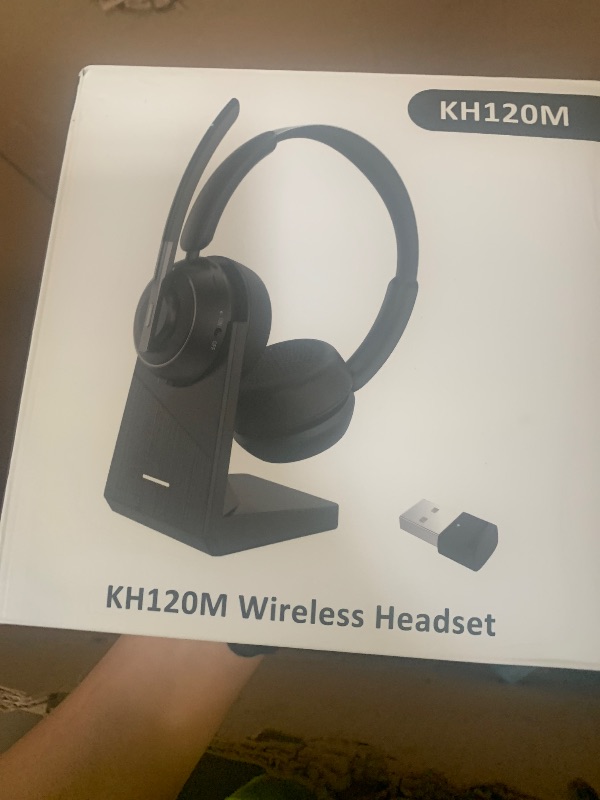 Photo 1 of (2025 Upgraded) Wireless Headset with Mic for Work, Bluetooth Headset with Noise Canceling Microphone with Dongle, Charging Base & Mic Mute, Wireless Headphones for Work from Home/PC/Computer