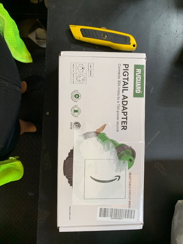 Photo 1 of RVGUARD Overload Protector 30 Amp to 110 Volt RV Adapter Cord with Circuit Breaker, NEMA 5-15P to NEMA L5-30R Electrical Power Adapter with LED Power Indicator, 18 Inch, Green, ETL Listed