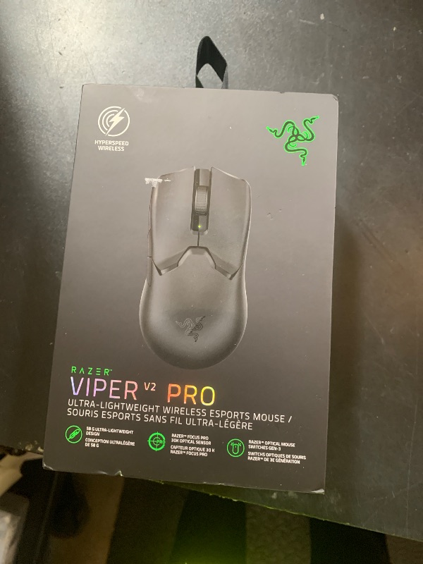 Photo 1 of Razer Viper V2 Pro HyperSpeed Wireless Gaming Mouse: 58g Ultra Lightweight - Optical Switches Gen-3-30K DPI Optical Sensor w/On-Mouse Controls - 90 Hour Battery - USB Type C Cable Included - Black