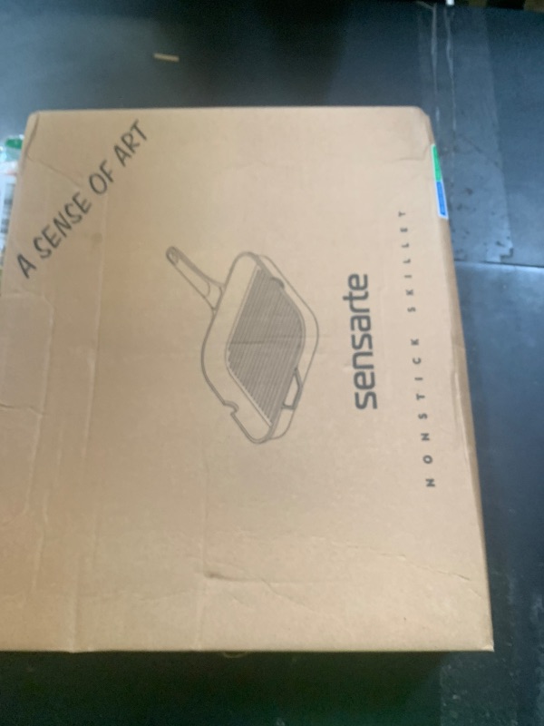 Photo 1 of SENSARTE Nonstick Ceramic Grill Pan for Stove Tops, Square Grilling Pan with Pour Spouts, Non Toxic Durable Grill Skillet for All Stoves(Gas,Electric,Induction) PTFE,PFAS,PFOA Free, 12Inch (White)