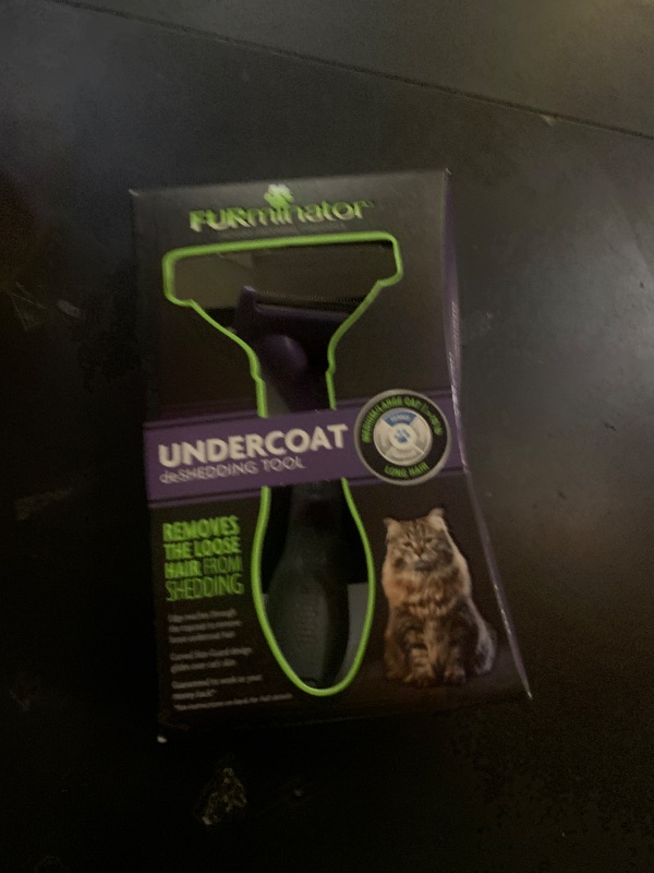 Photo 1 of FURminator® deShedding Tool For Medium/Large Cats, Long Hair, Removes Loose Hair From Shedding