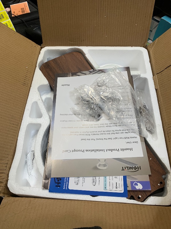Photo 1 of **USED, DAMAGED** Homlit 42 inch RGB Ceiling Fan with Light, Smart App & Remote Control Low Profile Flush Mount, Music Sync Lighting, 6-Speed Quiet Reversible DC Motor, 4CCT Dimmable for Home Office Party,Black
