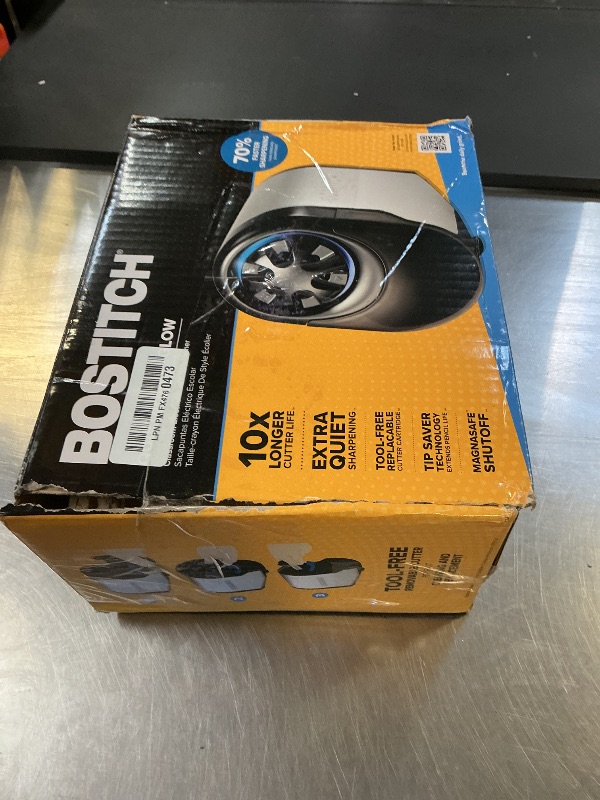 Photo 1 of Bostitch Office QuietSharp Electric Pencil Sharpener, Heavy Duty Classroom or Office Use, Size Selector with 6 Different Sizes, Silver/Black