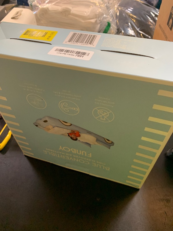 Photo 1 of FUNBOY Kids Blue Inflatable Travel Bed & Mattress. Perfect for Sleepovers. Includes Carrying Case Storage Bag, Twin