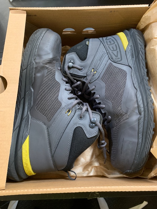 Photo 1 of KEEN Utility Men's Synchro Mid Height Composite Toe Waterproof Durable Comfortable Sneaker Style Work Boots, Magnet/Black, 13 D