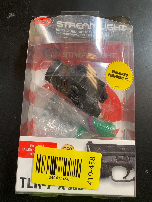Photo 1 of Streamlight 69402 TLR-7 X sub 500-Lumen Tactical Weapon Light Designed Exclusively and Solely for Select 1913 Railed Subcompact Handguns, Includes Mounting Kit and Keys, Black