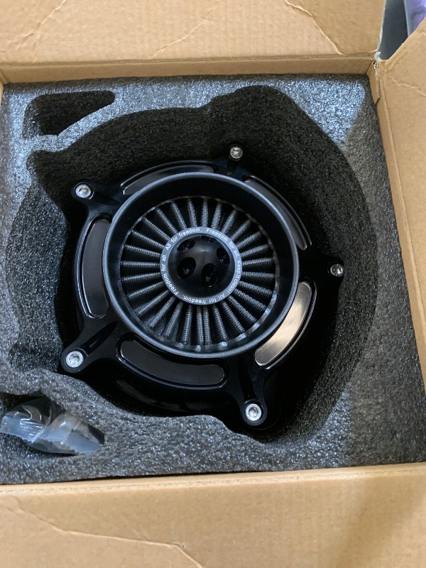 Photo 1 of For harley davidson Sportster Air Cleaner filter street road glide M8 softail dyna 103 107 air intake Road King touring (OPS Black - Gray -Black spike, Model D : Softail 18up, Touring M8 17up)