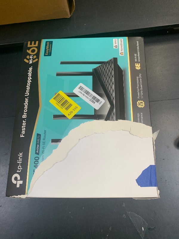 Photo 1 of TP-Link AXE5400 Tri-Band WiFi 6E Router (Archer AXE75), 2025 PCMag Editors' Choice, Gigabit Internet for Gaming & Streaming, New 6GHz Band, 160MHz, OneMesh, Quad-Core CPU, VPN & WPA3 Security